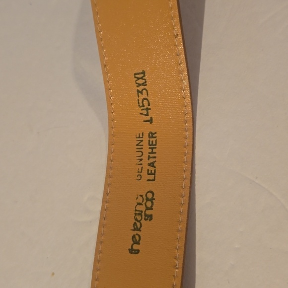 Vintage Leana Shop Mens TAN Leather Belt unique Gold Buckle New  Sz.2X - Picture 4 of 10
